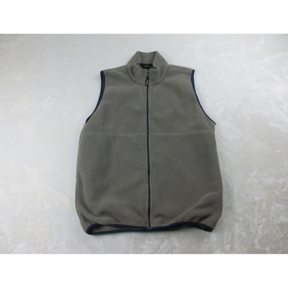 L.L. Bean Vest‎ Mens Large Tall Gray Fleece Full Zip Outdoors Casual
